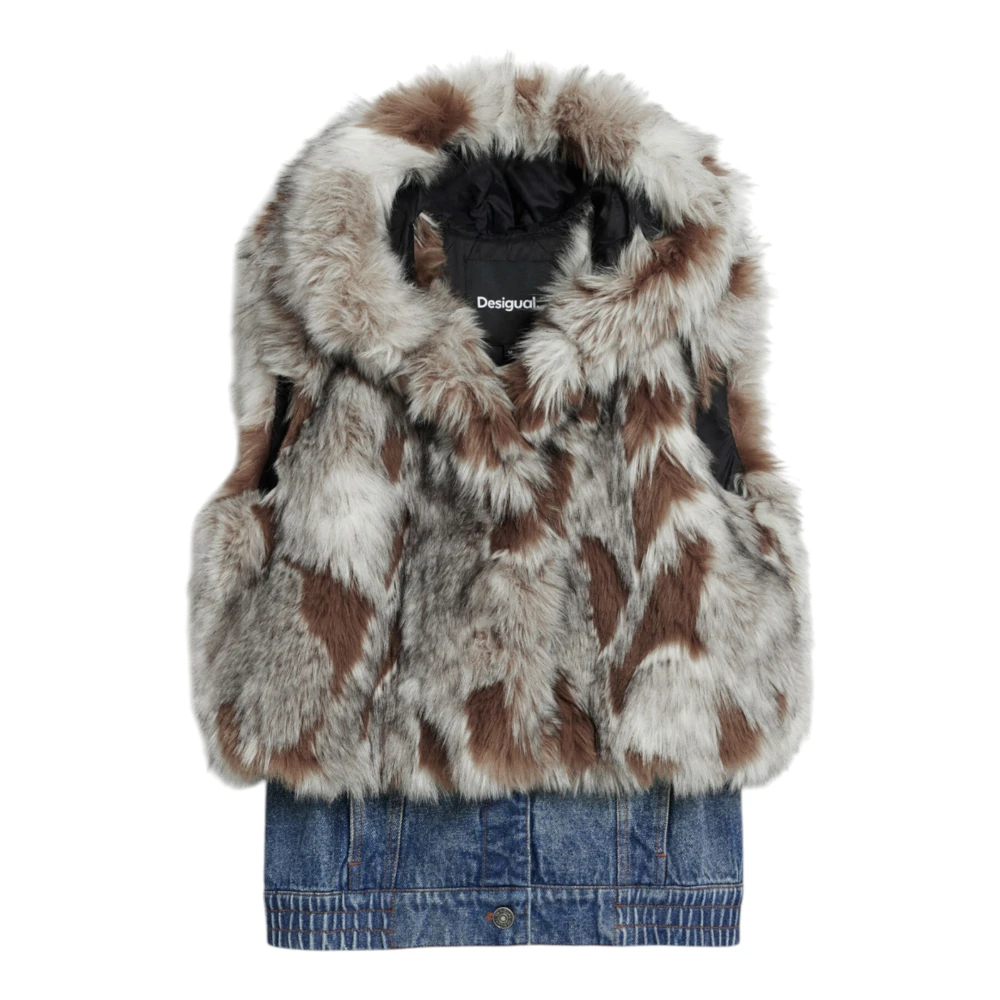 Desigual Women's Multicolor Faux Fur Denim Jacket