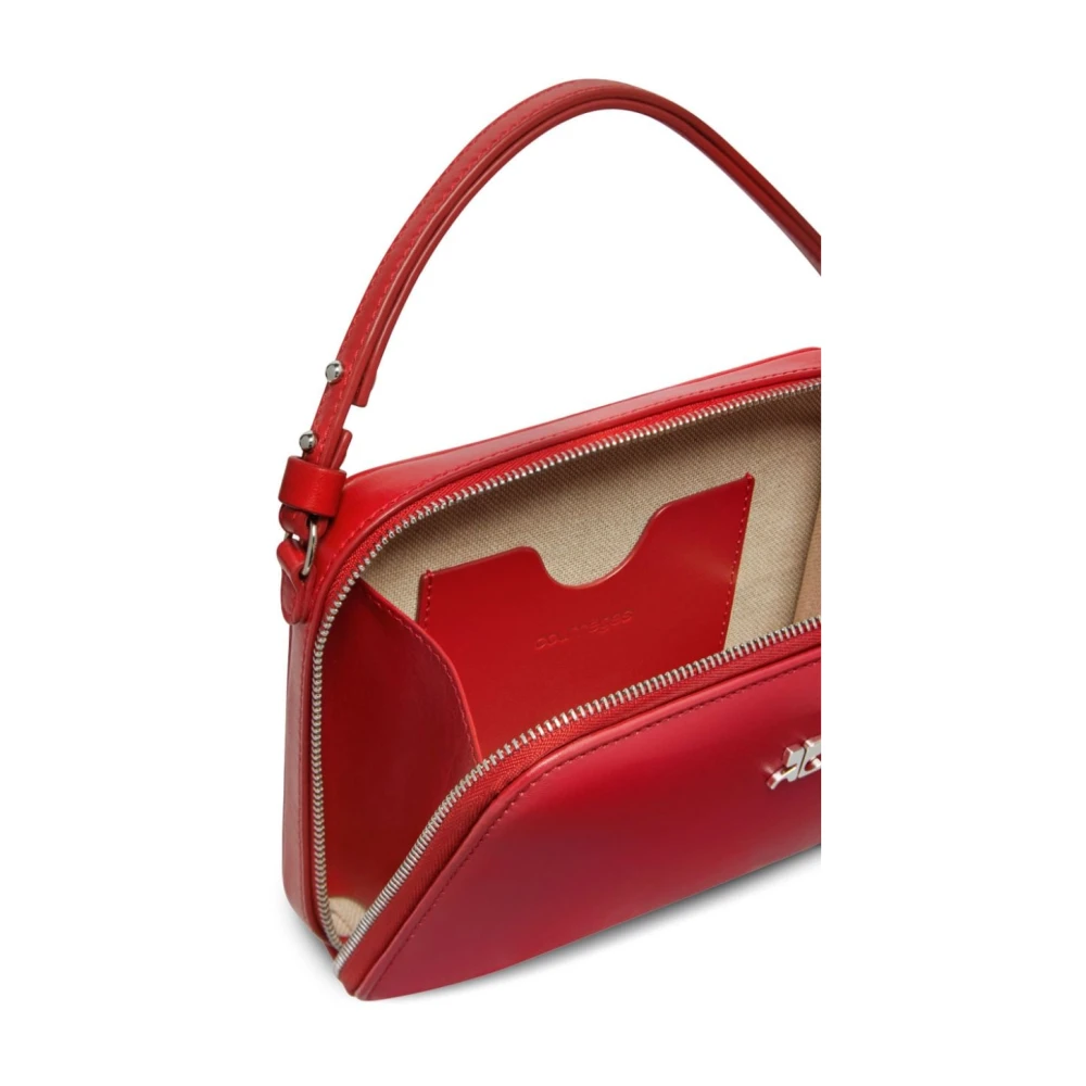 Courrèges Robijnrode Leren Schoudertas Red Dames