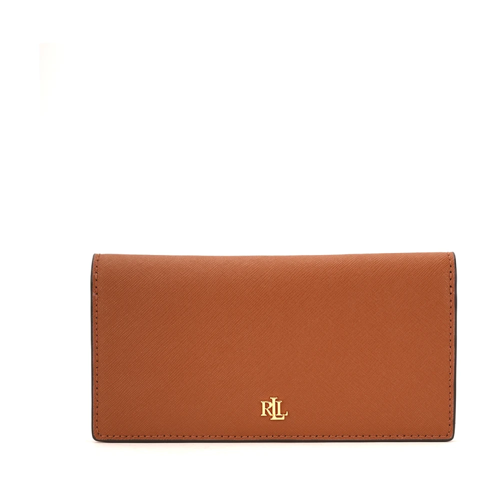 Ralph Lauren Saffiano Läder Slim Plånbok Fickor Brown, Dam