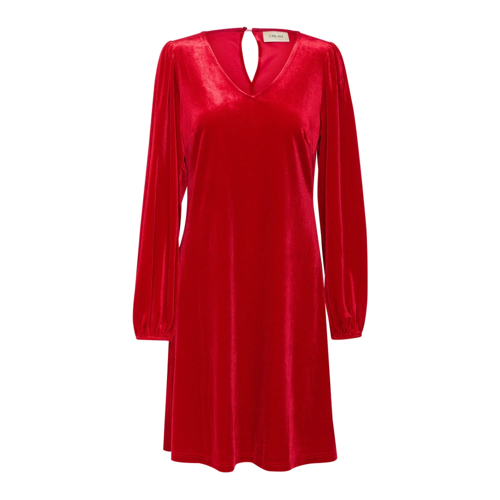Cream Fluwelen jurk met V-hals silhouet Red Dames