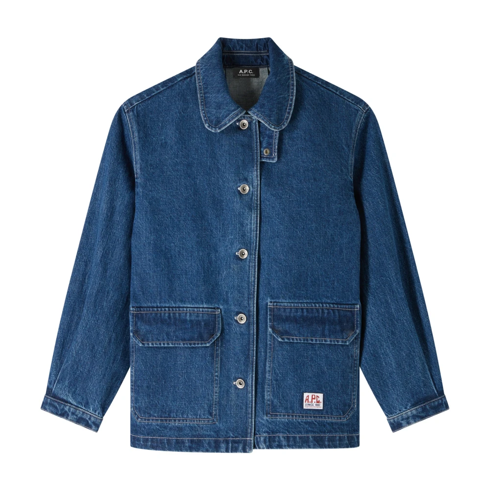 A.p.c. Lange Katoenen Overhemd met Kraag Blue Dames