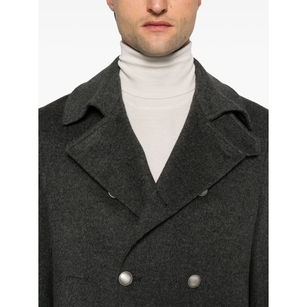 Barba Dubbelrijige wol kasjmier peacoat met capuchon Gray Heren