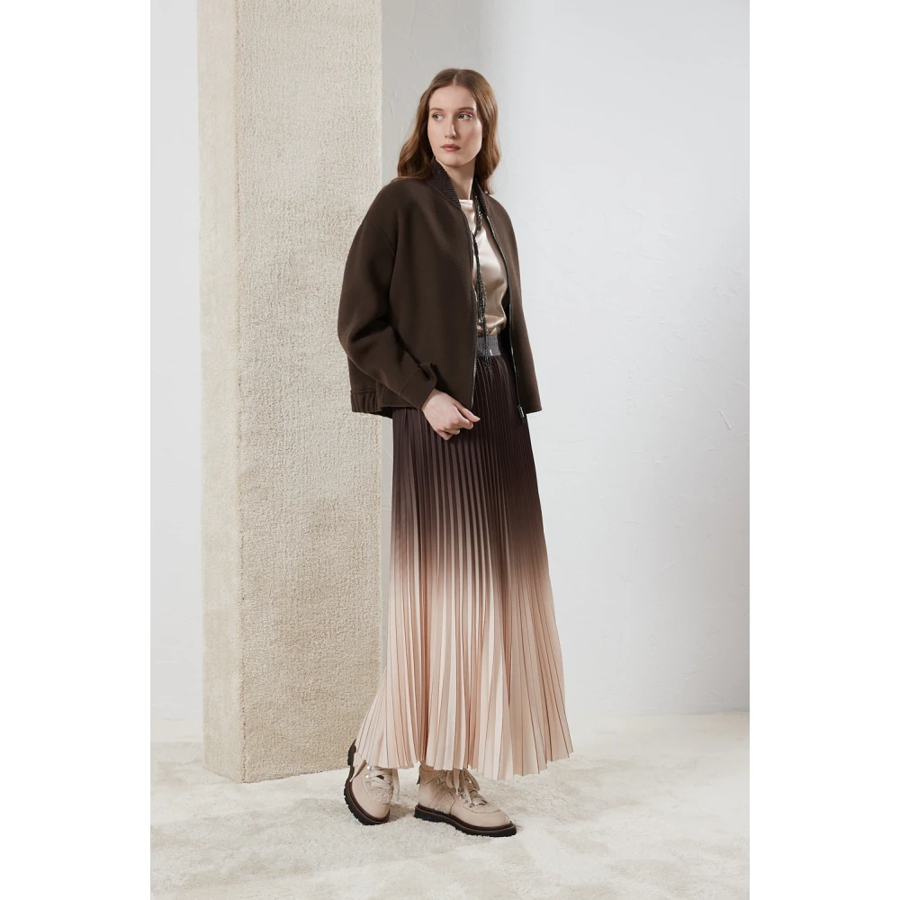 PESERICO Geplooide rok met elastische taille Brown Dames