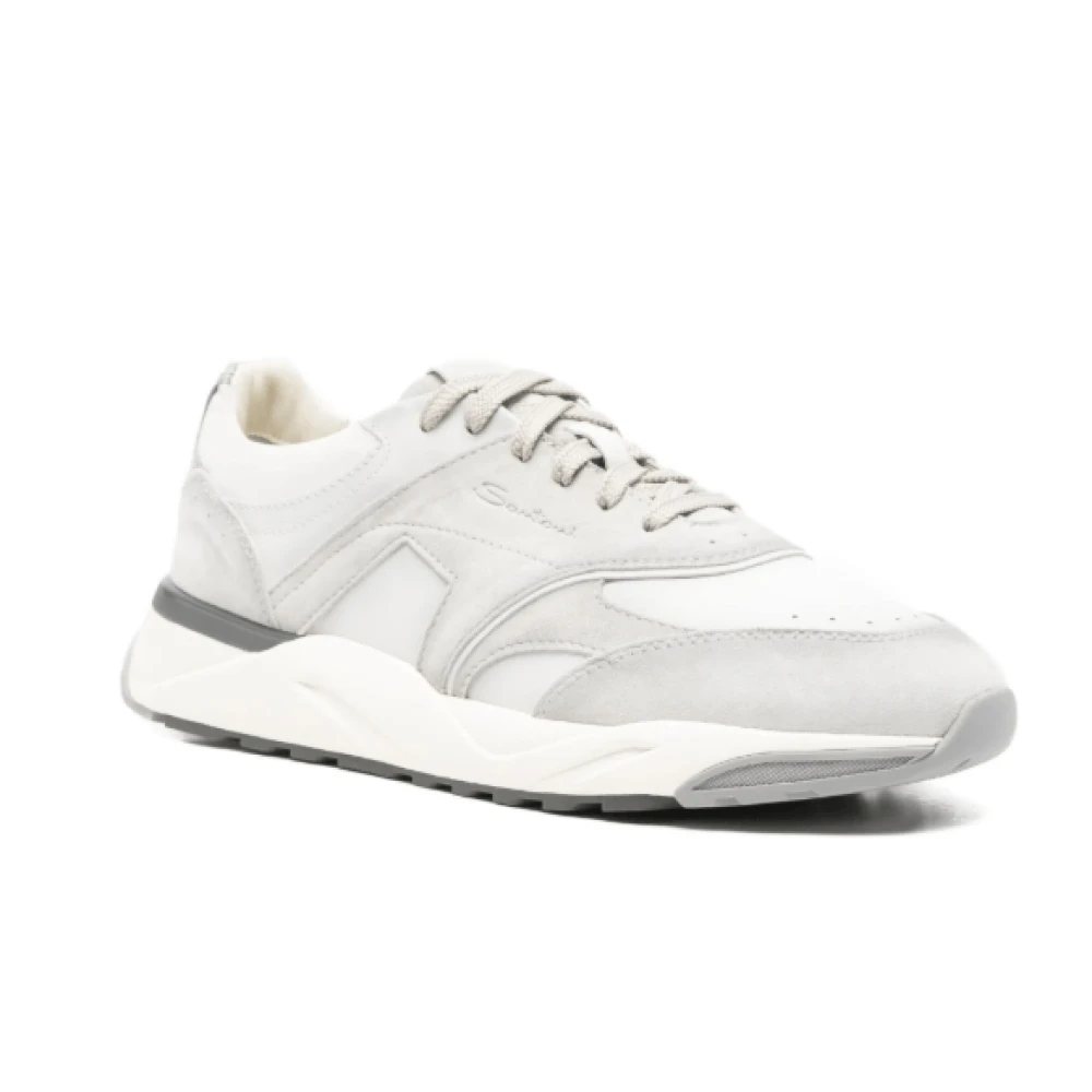 Santoni Panelled Leather Sneakers