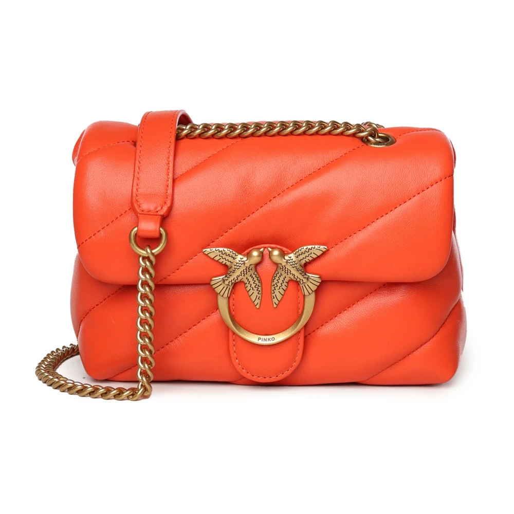 pinko Oranje Leren Schoudertas met Sluiting Red Dames