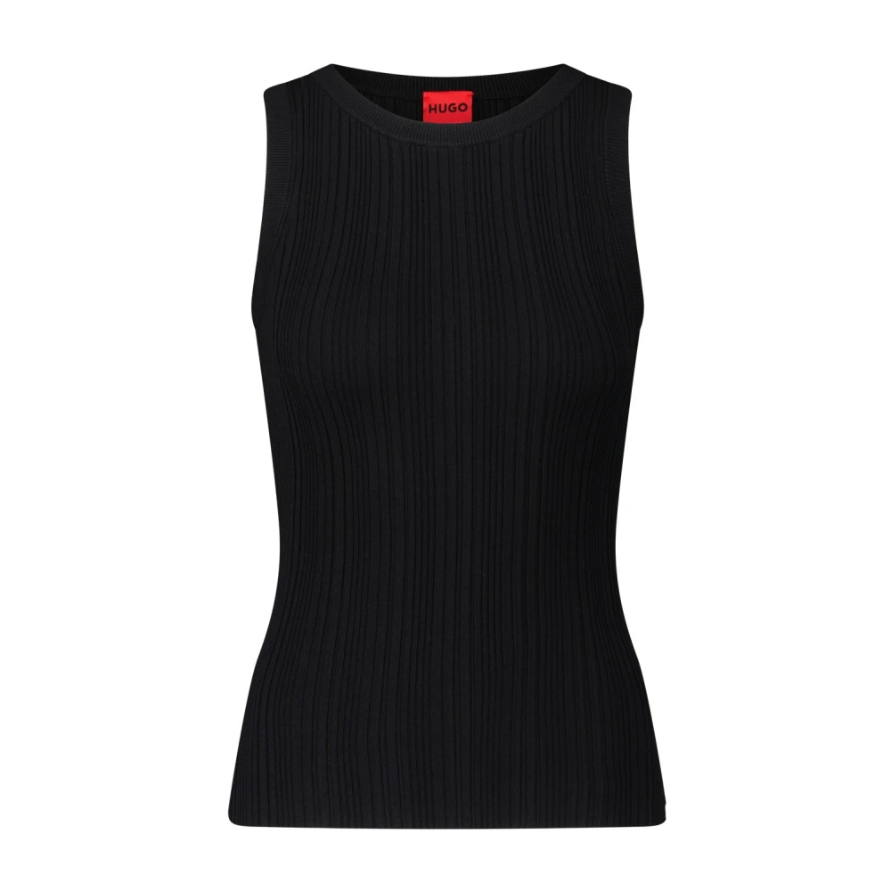 Hugo Boss Ribgebreide Top met Speciaal Patroon Black Dames