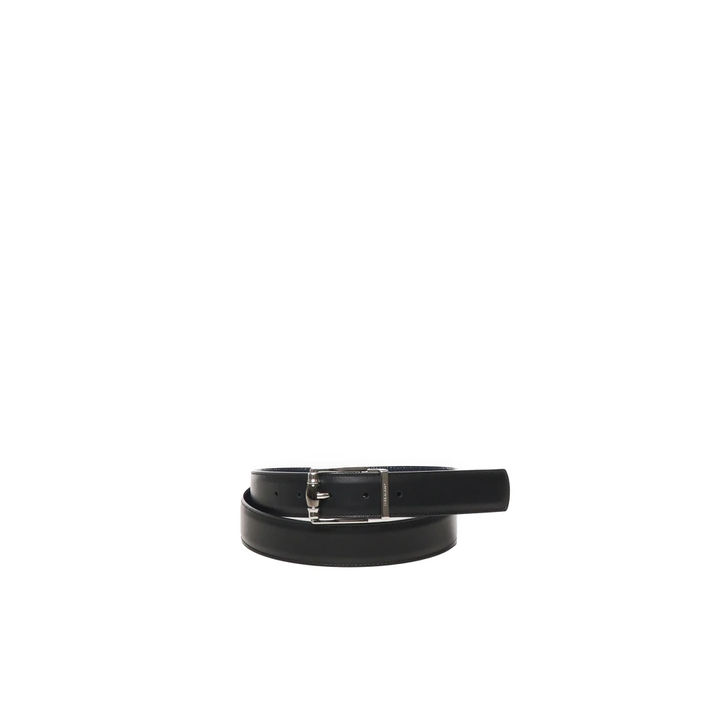 Salvatore Ferragamo Omkeerbare Twee-Tinten Kalfsleren Gancini Riem Black Heren