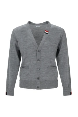 Grå Ull Cardigan Tröja