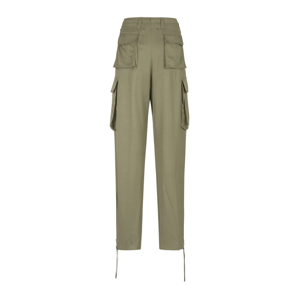 Golden Goose Wide Leg Cargo Pant in Fluid Viscose Twill Green Dames