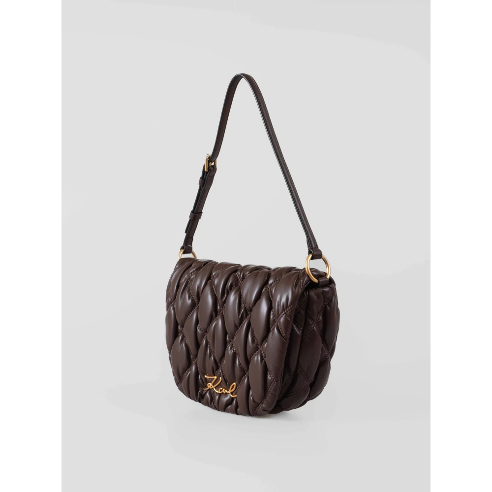 Karl Lagerfeld K Signature Quilt Flap Schoudertas Brown Dames