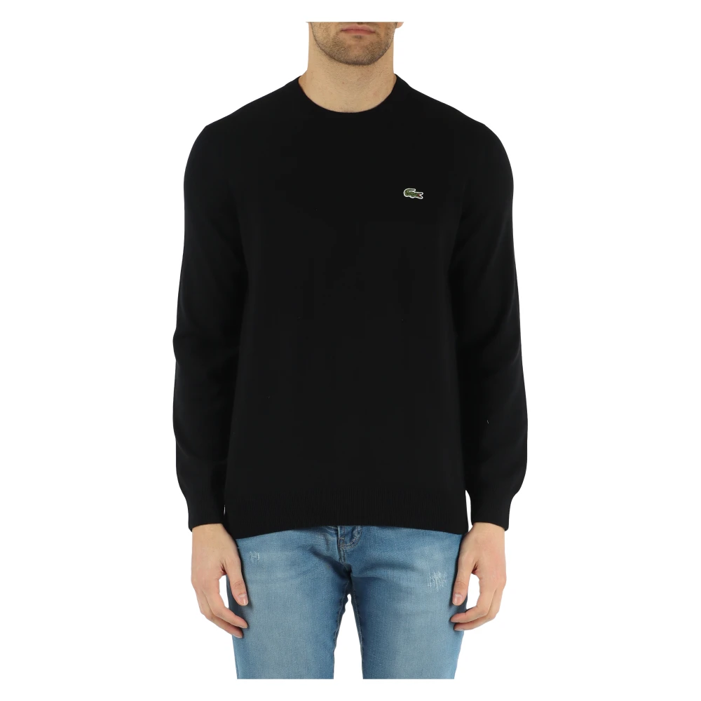 Lacoste Men's Black Regular Fit Cotton Crewneck Jumper