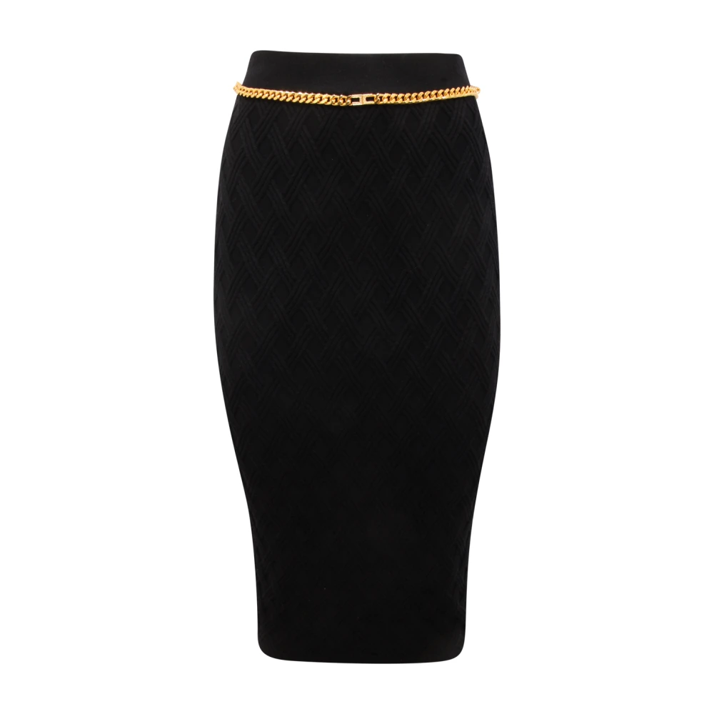 Elisabetta Franchi Women's Black Gk20b56e2 Knitted Midi Skirt - Pencil Skirts - Xl - Skirts