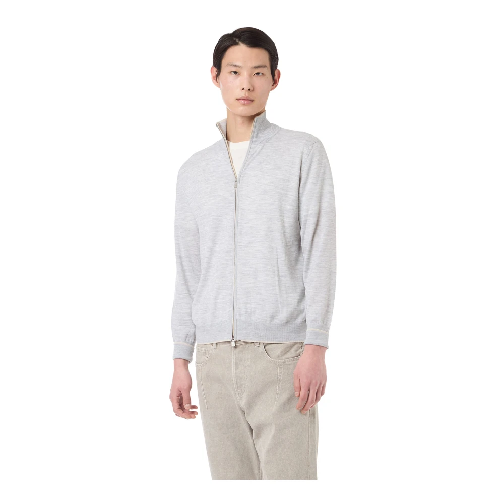 Eleventy Merino Staande Kraag Rits Trui Gray Heren