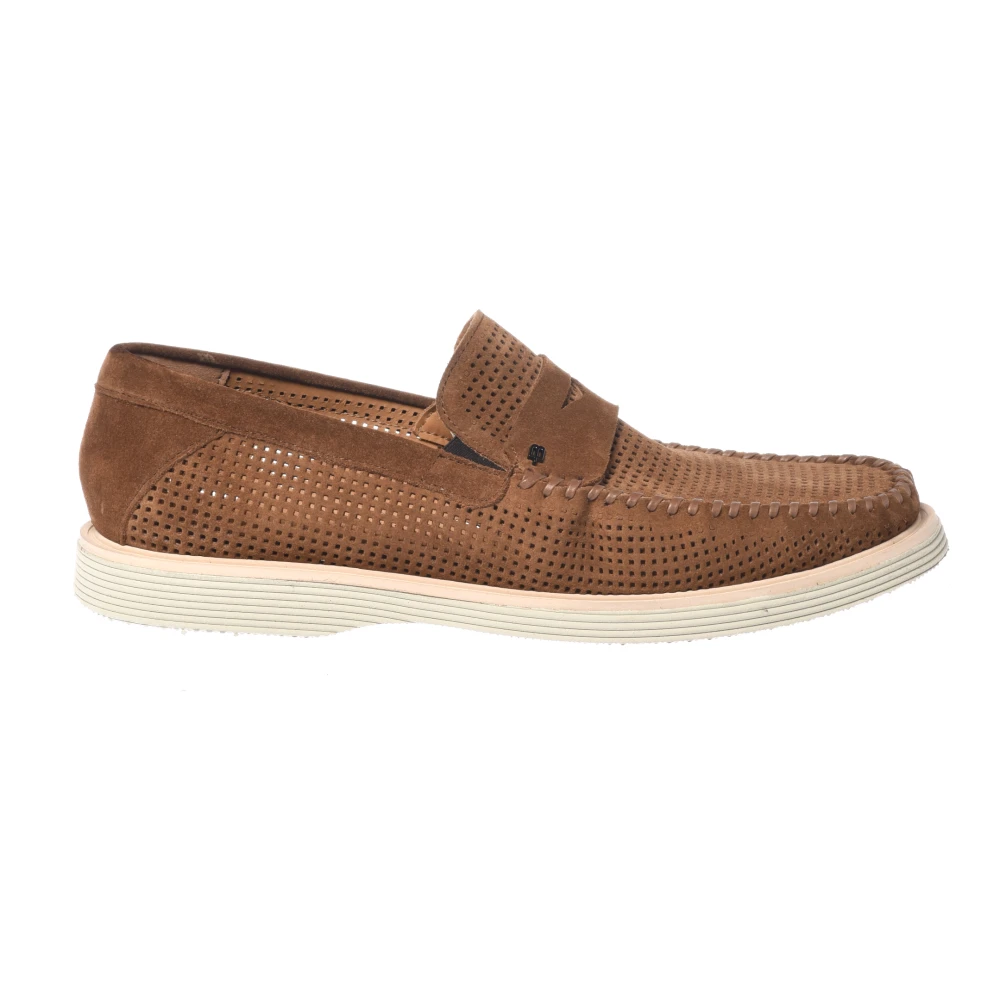 Baldinini Men's Brown Perforated Suede Loafer - Loafers - 7 Uk - Shoes