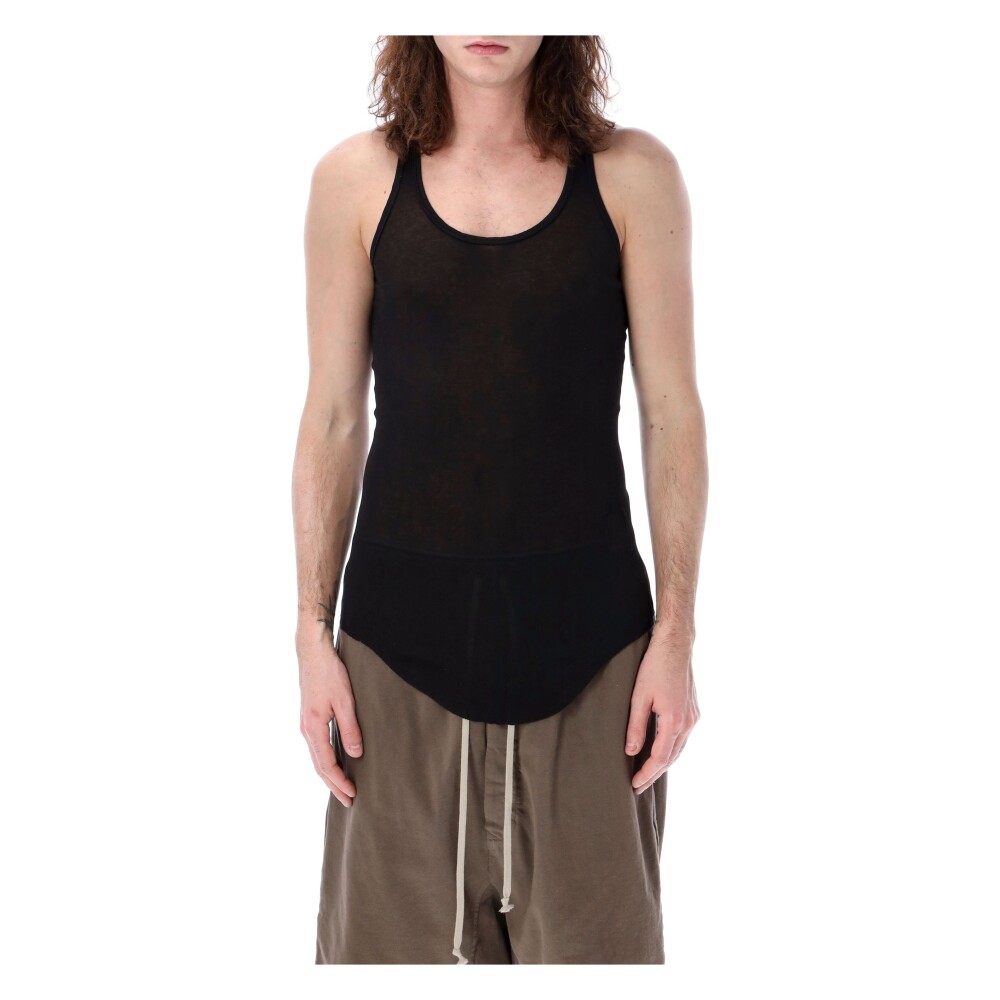 Black Sleeveless Tank Top with Logo Tape Detailing | Rick Owens