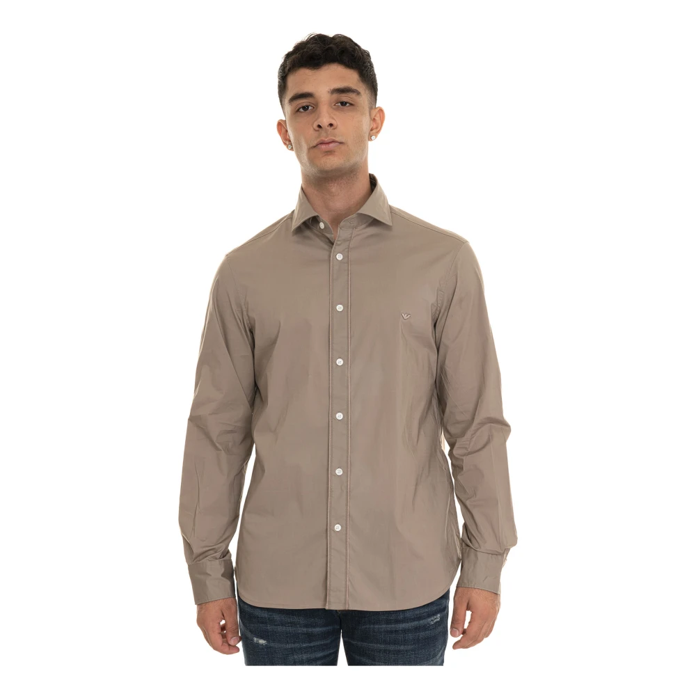 Emporio Armani Stijlvol Klassiek Shirt voor Mannen Beige Heren