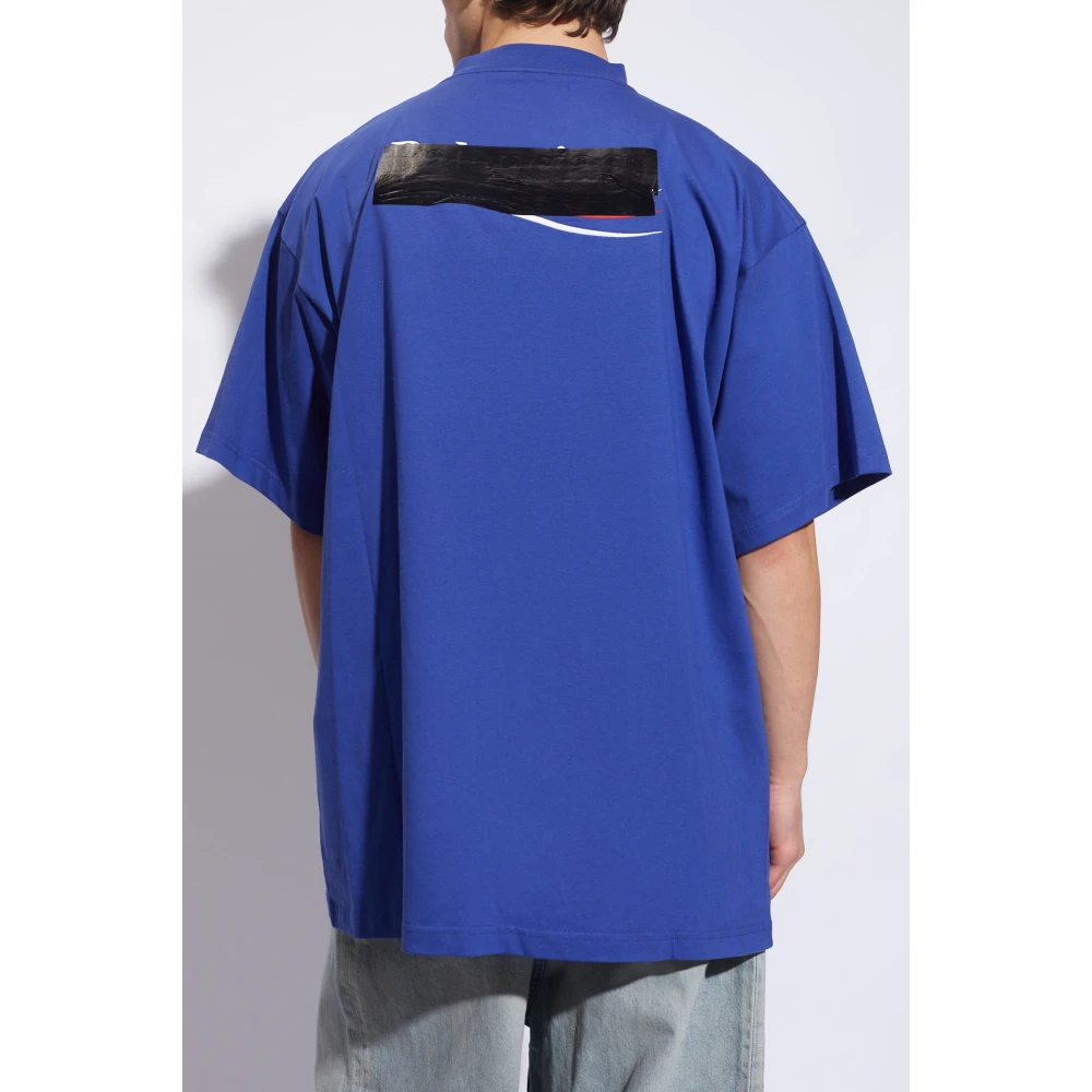 Balenciaga T-shirt met logo Blue Heren