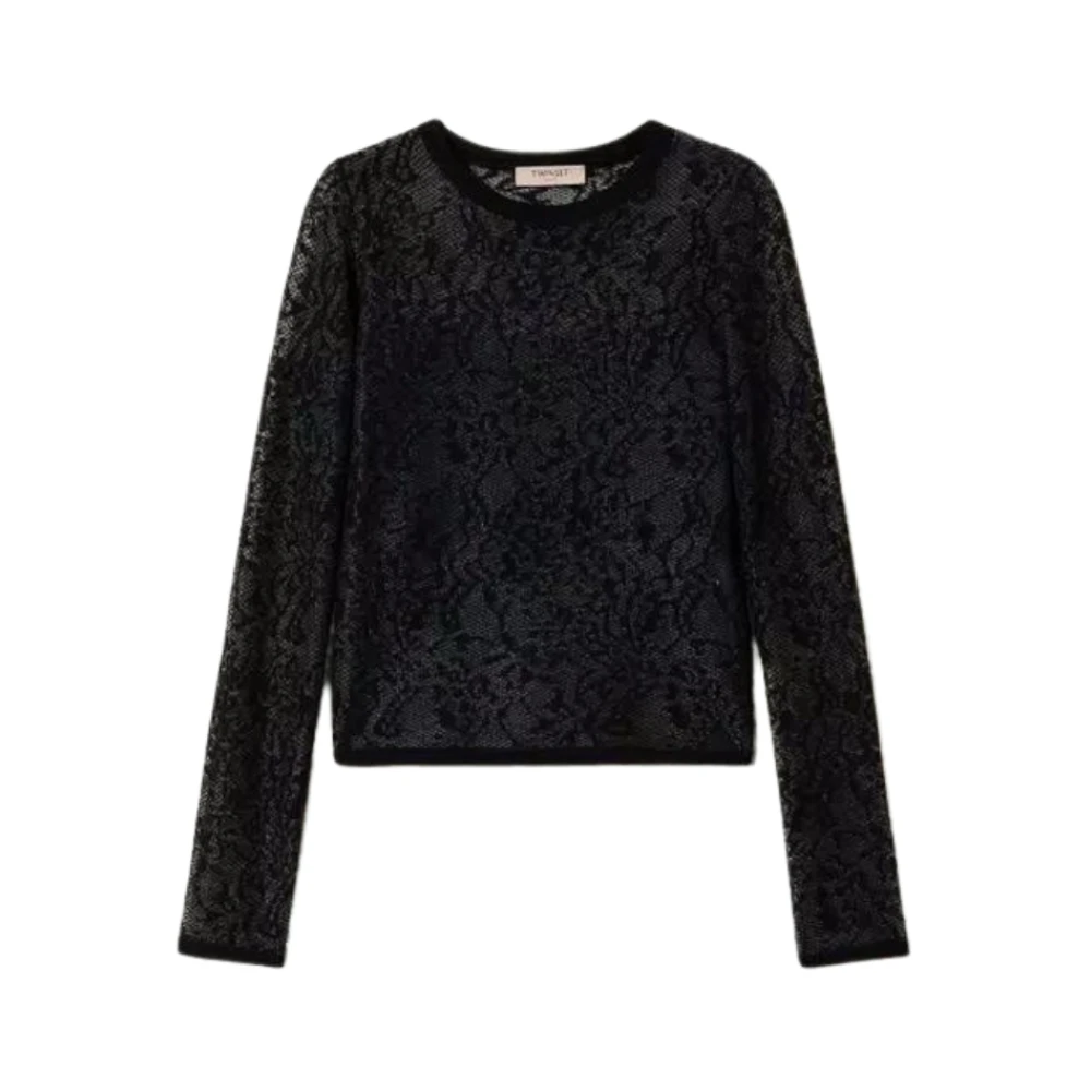 Twinset Kanten Top Black Dames