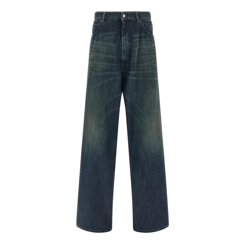 Mm6 Maison Margiela Men's Blue Straight Fit Jeans, W32, Wide Straight Jeans
