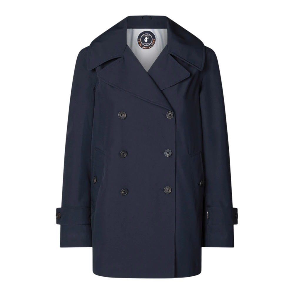 Save The Duck Women's Blue Double-Breasted Coats, L, Jacket For Men And