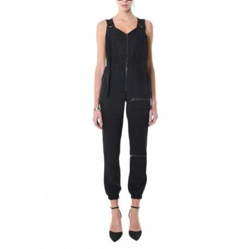 La Haine Inside Us Zwarte Cargo Salopette Stretch Tech Lw928 Black Dames