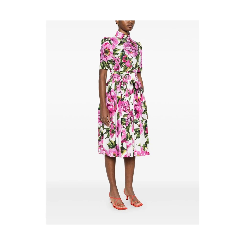 Dolce & Gabbana Ultra Roze Jurk met knoopsluiting Multicolor Dames