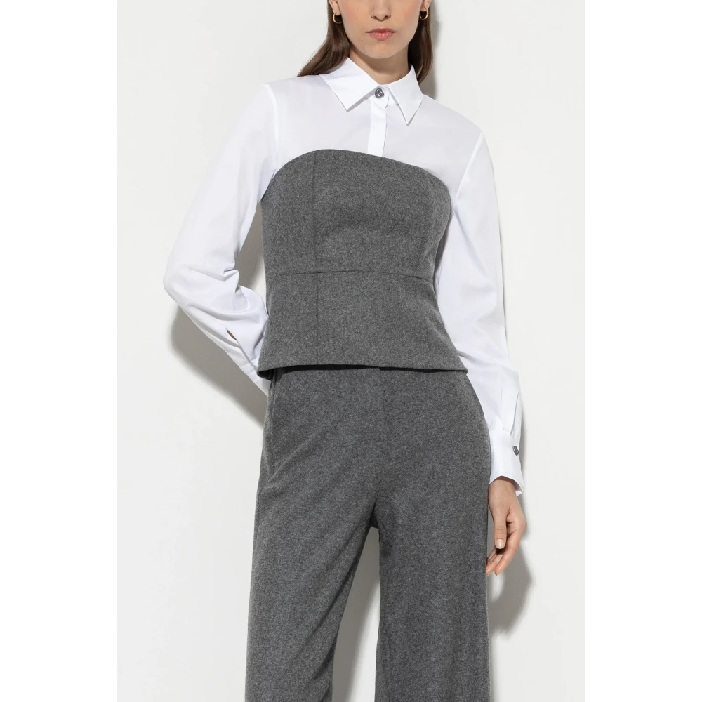 LUISA CERANO Grijze wollen flanellen korsettop Gray Dames