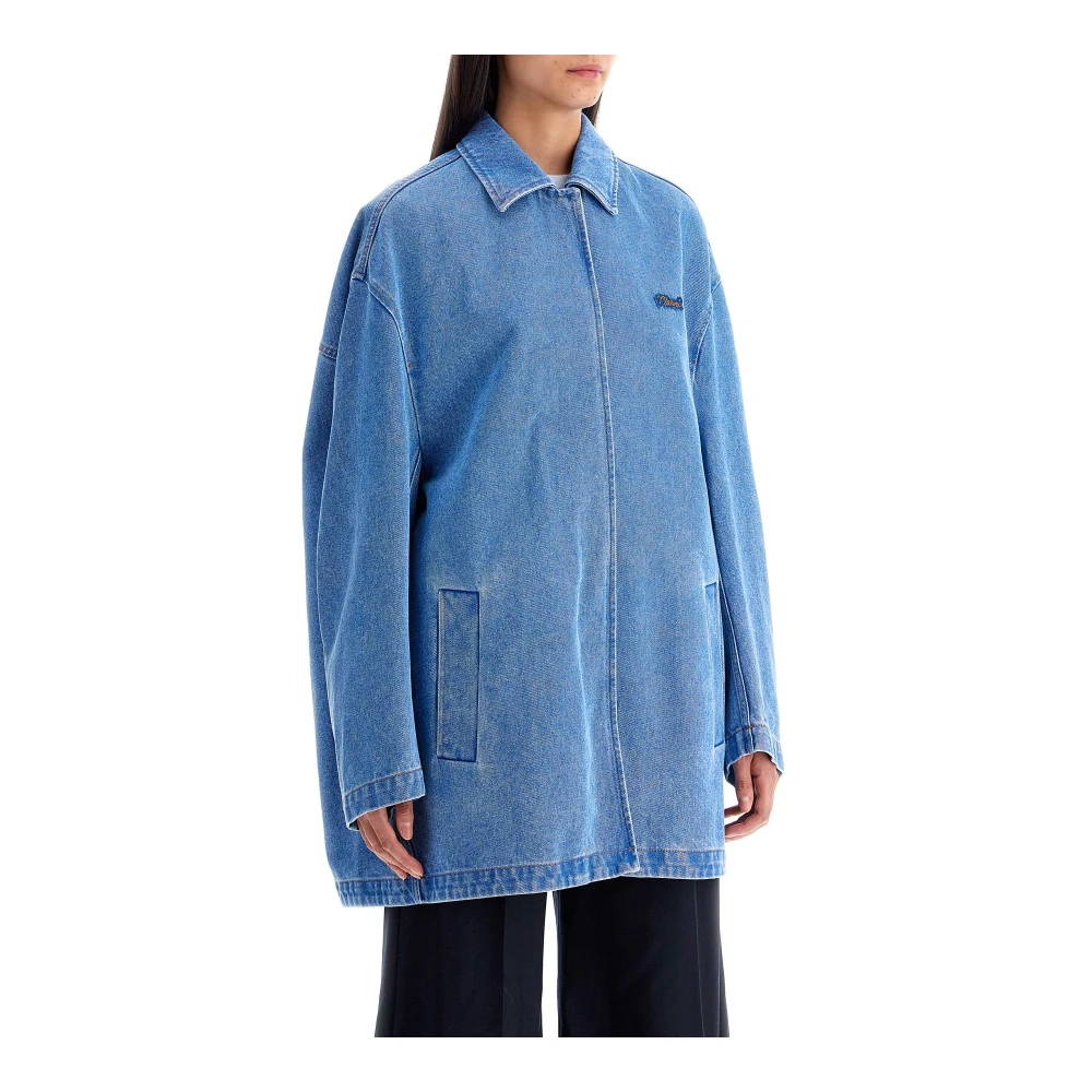 Marni Oversized denim jack met cocoon silhouet Blue Dames