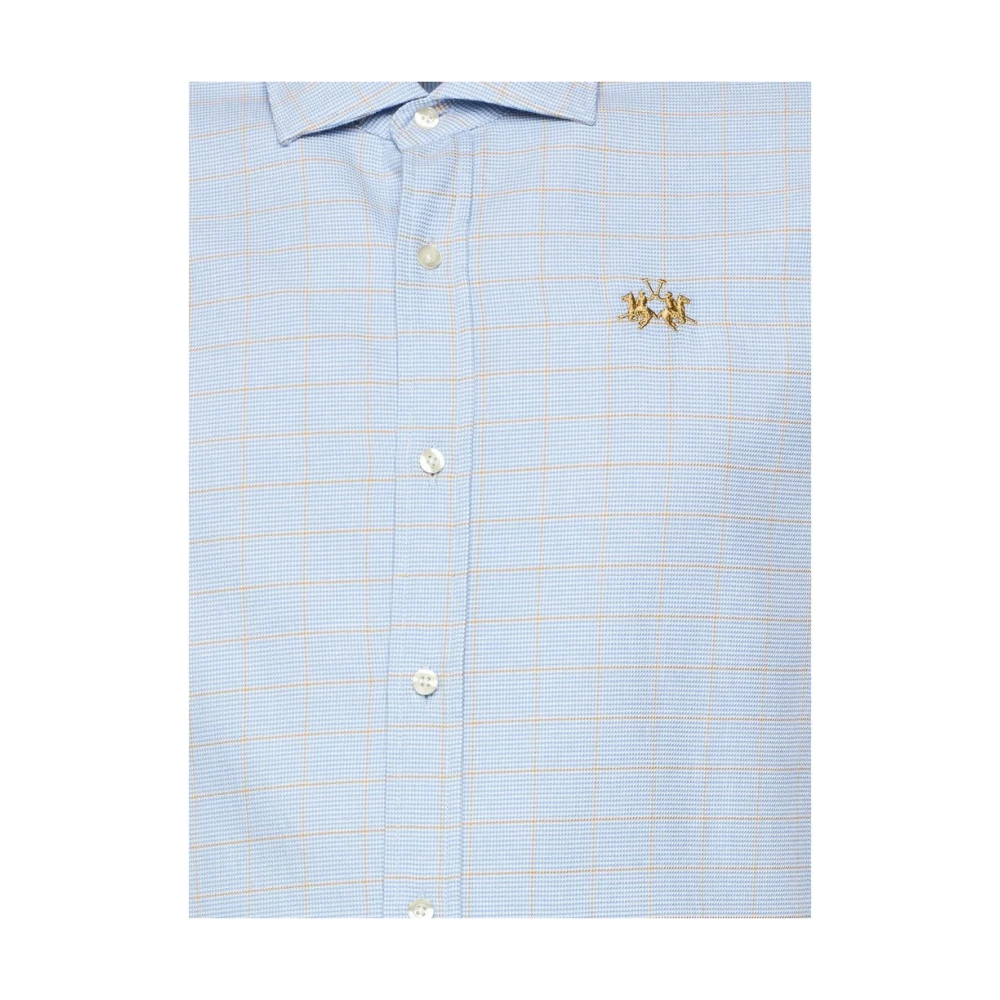 LA MARTINA Gestreept katoenen overhemd in blauw en wit Blue Heren