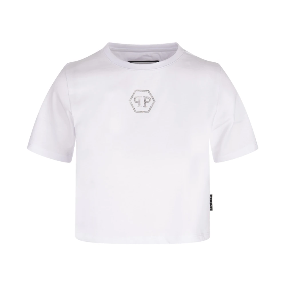 Philipp Plein Witte Kristal Logo T-shirt White Dames