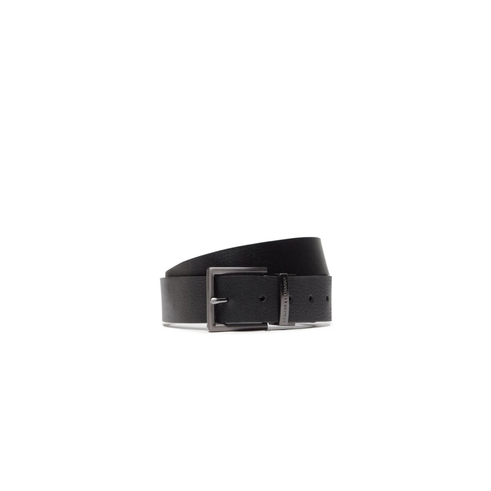 Armani Exchange Leren riem met rechthoekige gesp Black Dames
