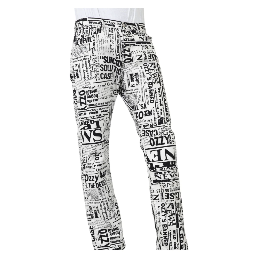 Aries Krantenprint Witte Jeans Multicolor Heren