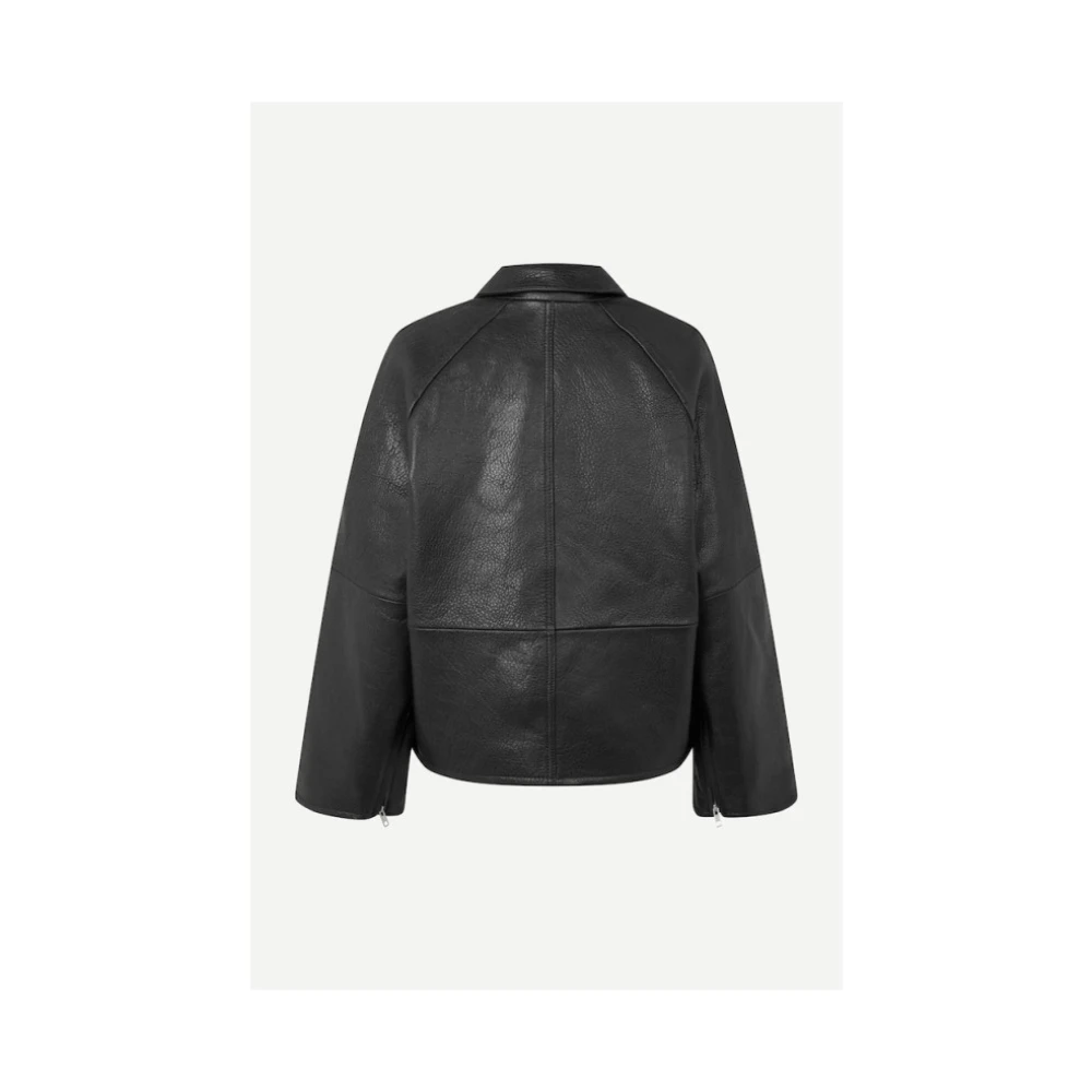 Samsøe Sanok Perfecto Leren Jas Black Heren