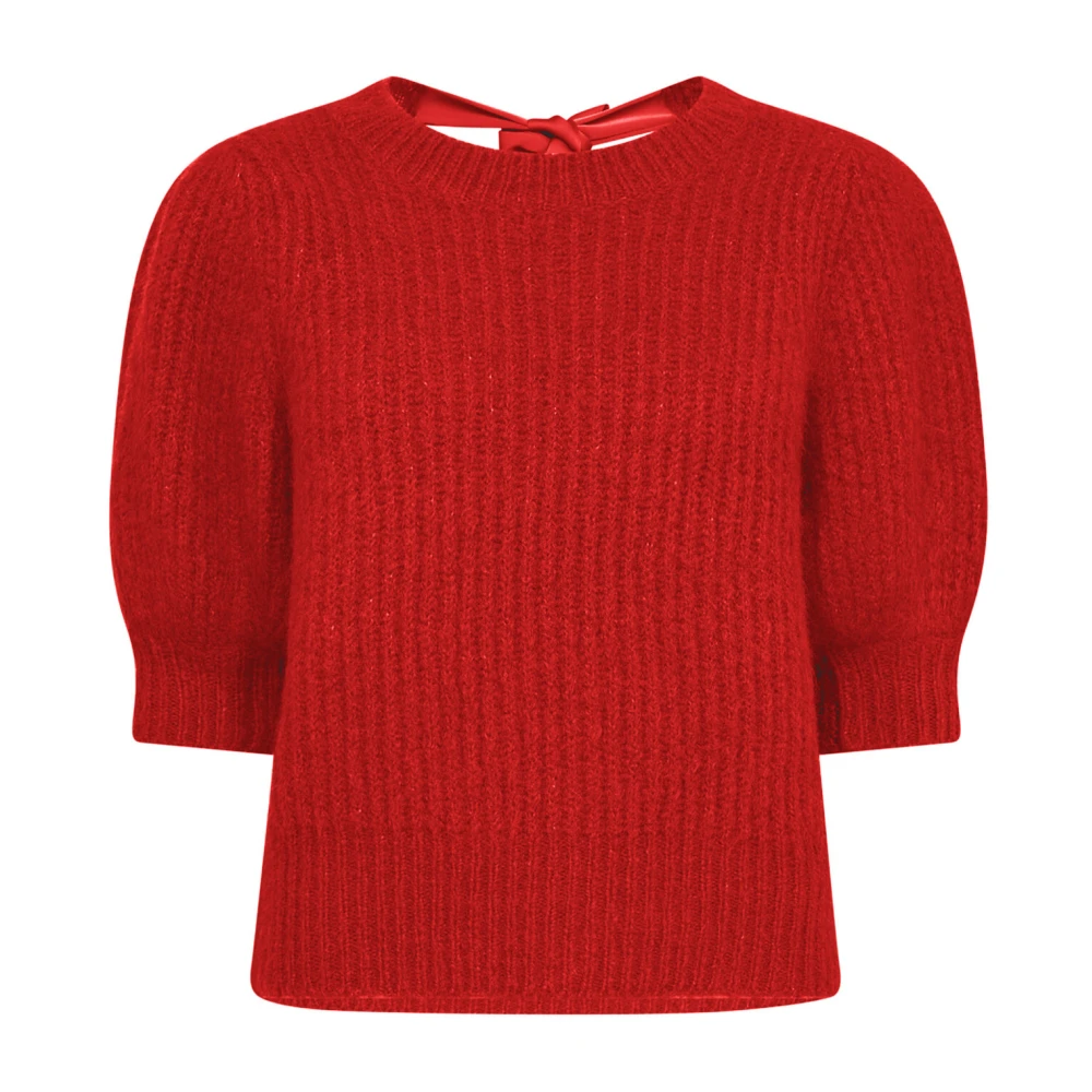 Co'Couture Bow Rib Knit Sweater Coraliecc Style Red Dames