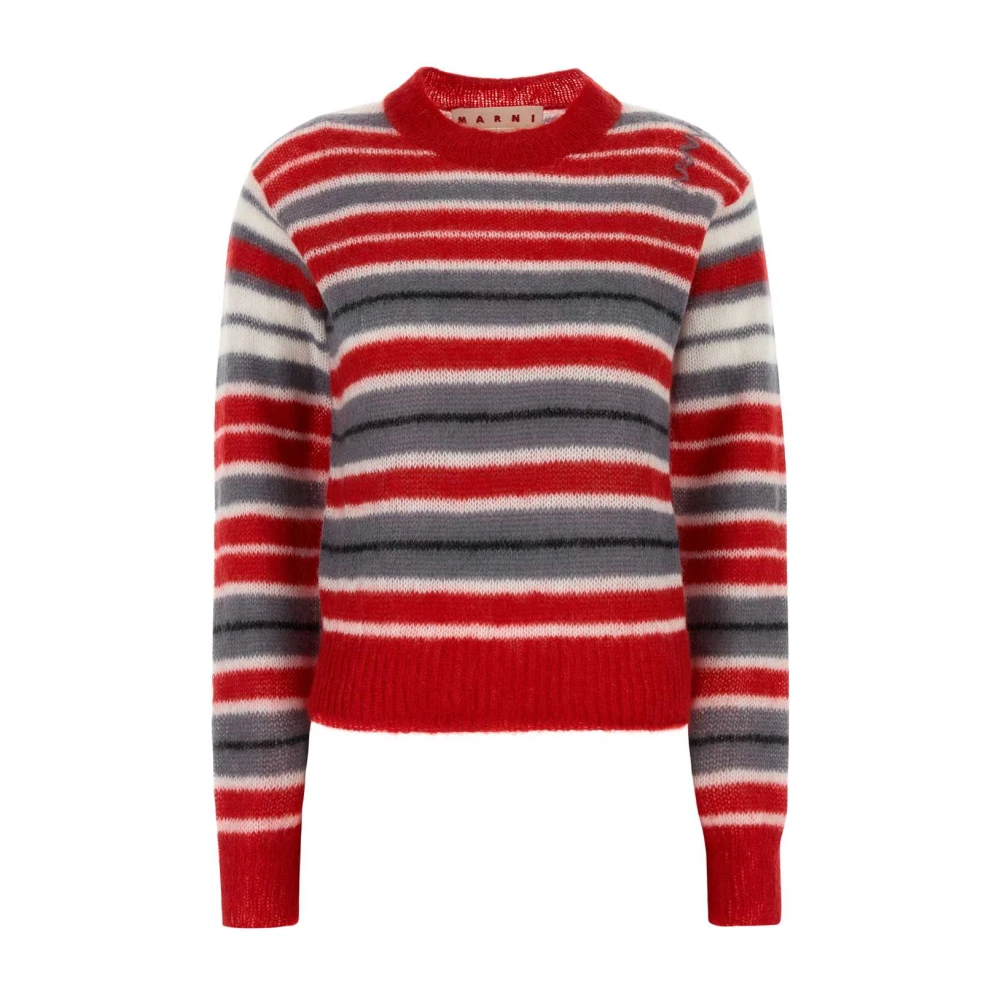 Marni Multicolor Broderad Tröja I Mohairblandning