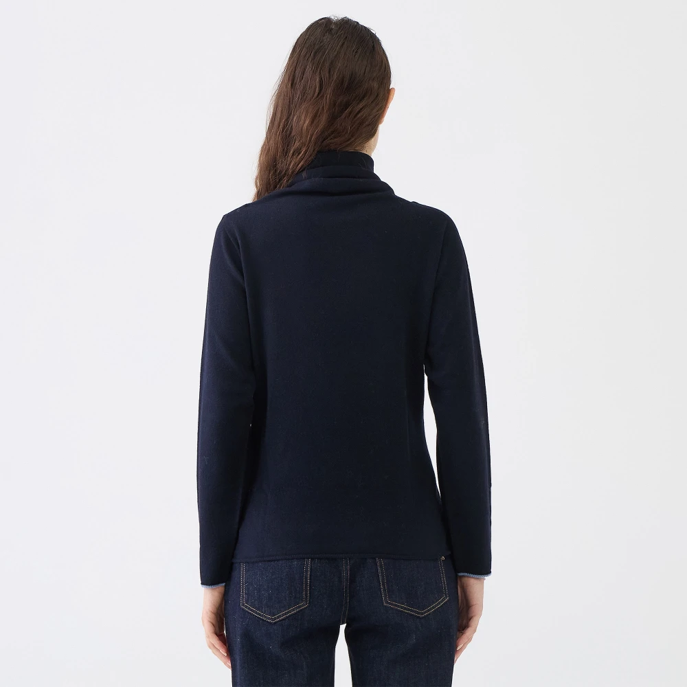Le Tricot Perugia Navy Blue Wol Zijde Kasjmier Fietser Blue Dames