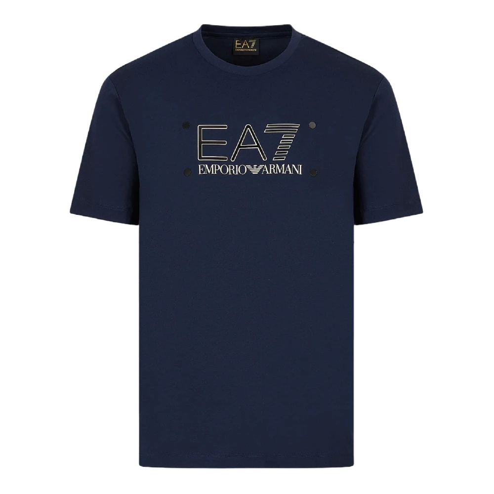 Emporio Armani EA7 Blauw T-shirt met Korte Mouwen en Logo Blue Heren