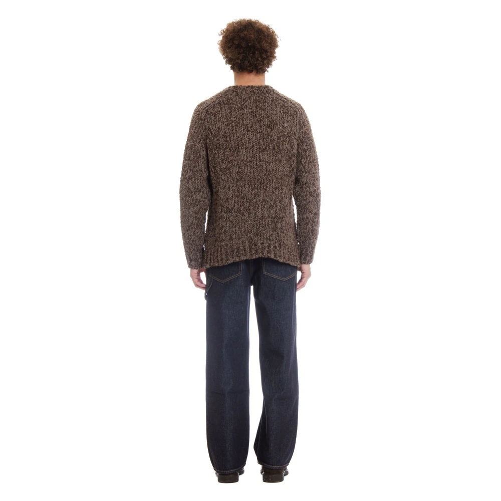 Ballantyne Bruine Wol-Alpaca Sweater Raw Diamond Brown Heren