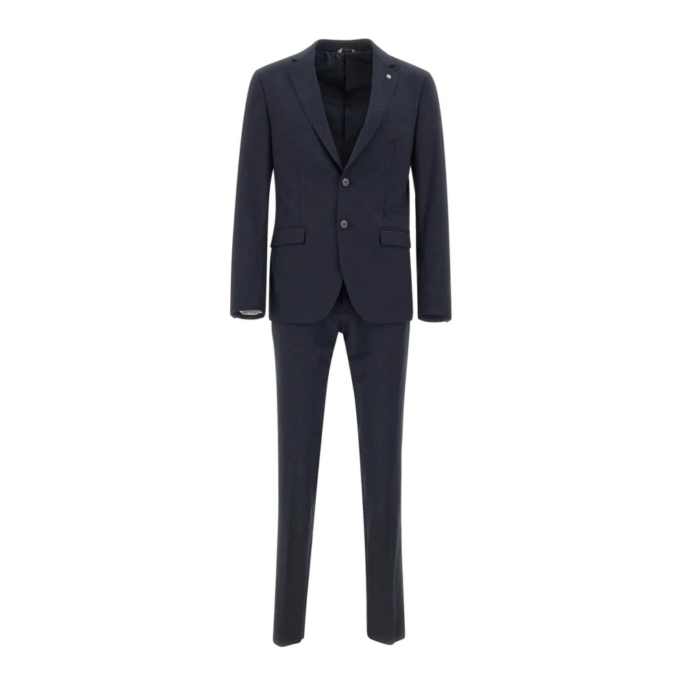 Manuel Ritz Blue Single Breasted Suits, Male, 3XL, Timeless Men's Suit