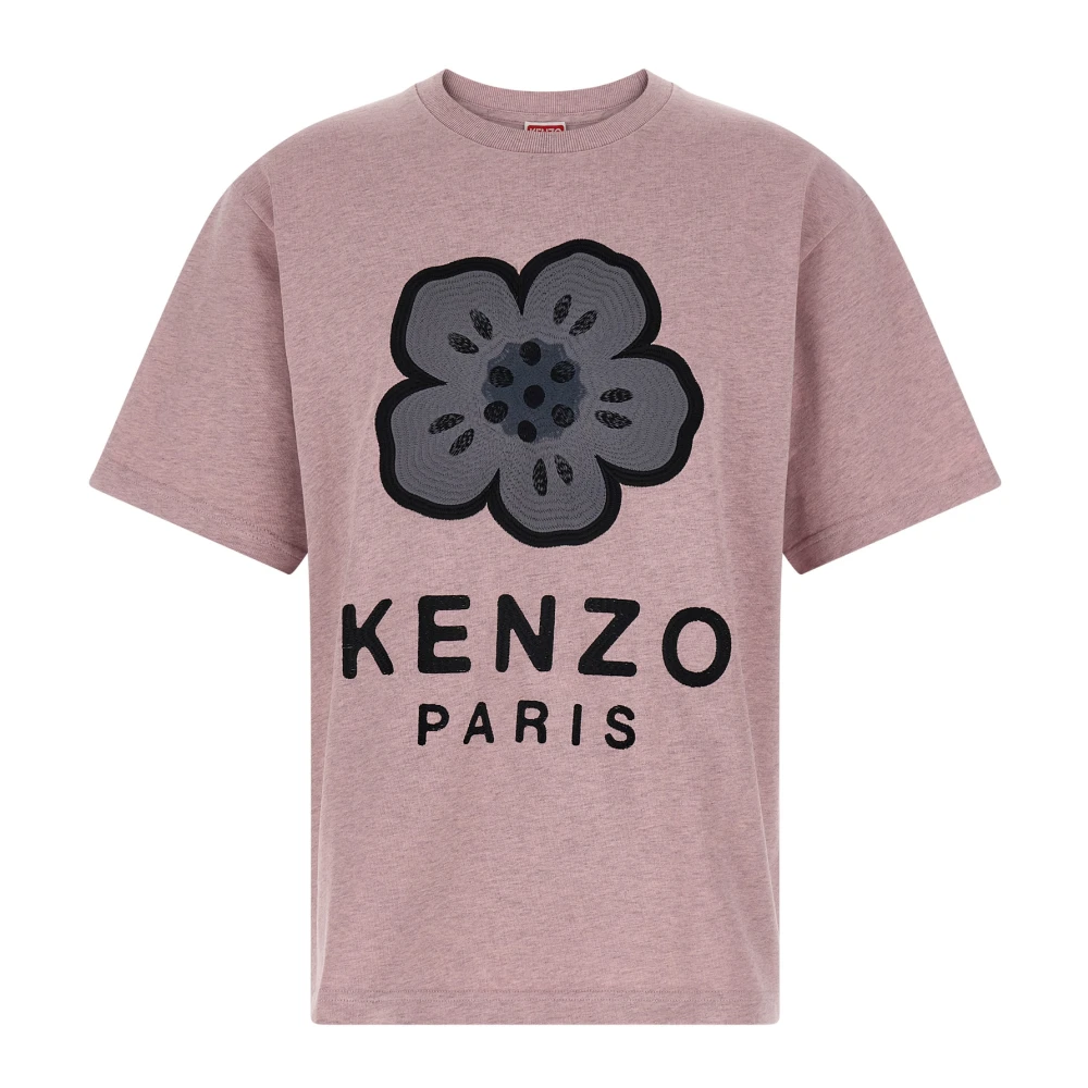 Kenzo Herr Rosa Toppar L, Bomull, Boke Flower Broderad Oversized T-Shirt