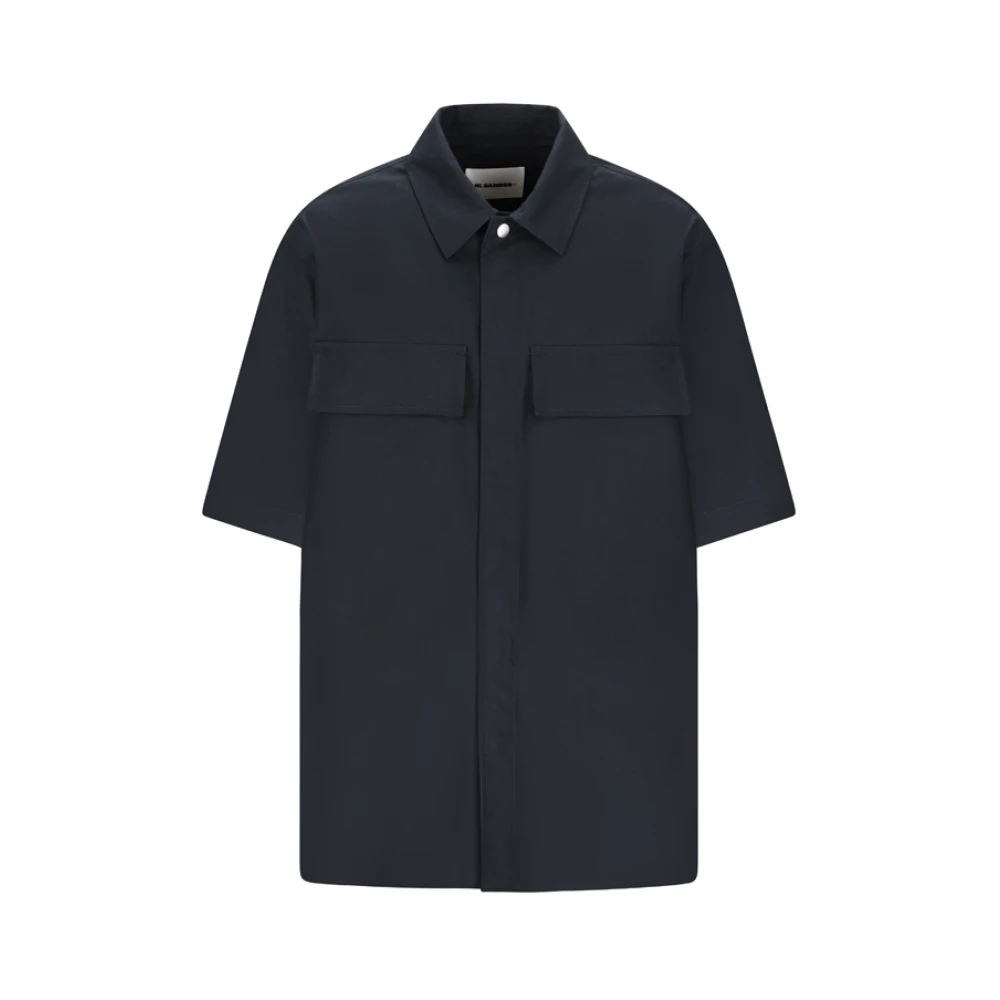 Jil Sander Men's Blue Embroidered Shirt In Style 163 - Short Sleeve Shirts - S - Shirts