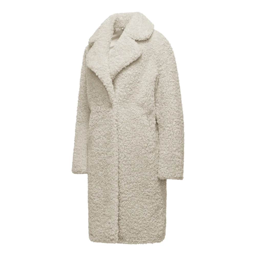 BomBoogie Krul-effect Sherpa Fleece Jas met Revers Beige Dames