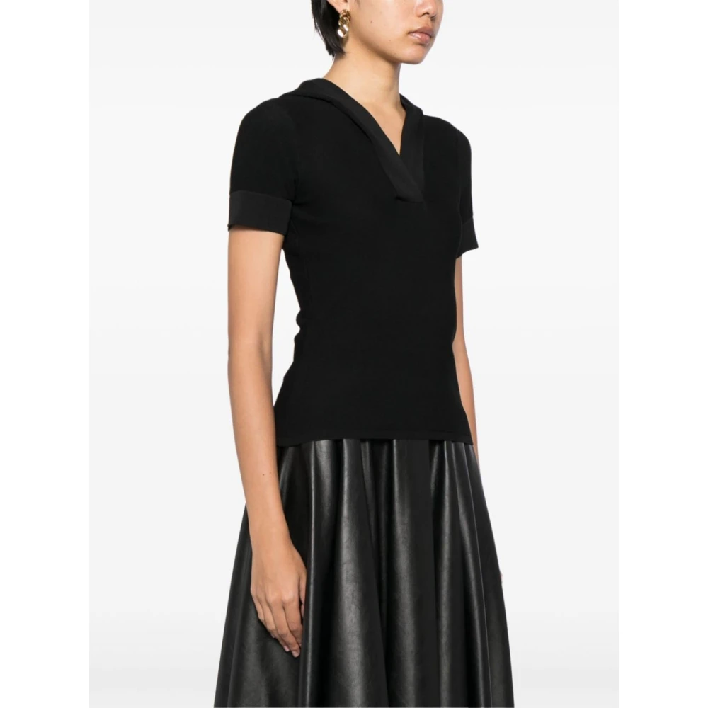Alaïa Gebreide trui met capuchon en V-hals Black Dames