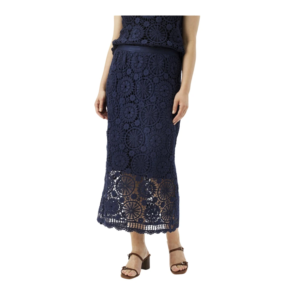 IN Front Geborduurde Navy Rok Blue Dames