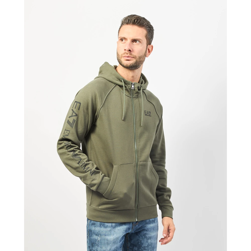 Emporio Armani Groene Hoodie met Rits EA7 Stijl Green Heren