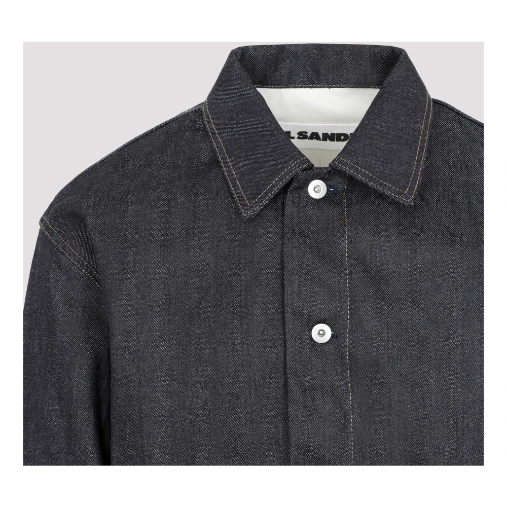 Jil Sander Donkerblauwe Denim Overhemd Blue Heren