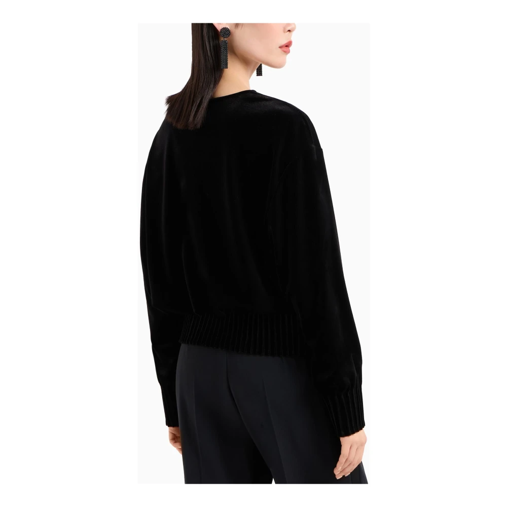 Emporio Armani Zwarte trui met ronde hals Black Dames