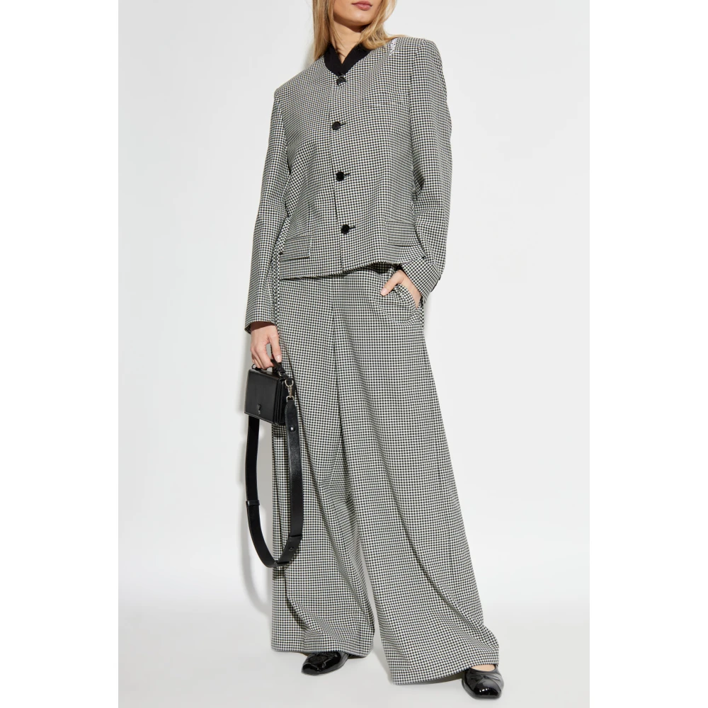 Marni Wijdvallende broek met ruitpatroon Black Dames