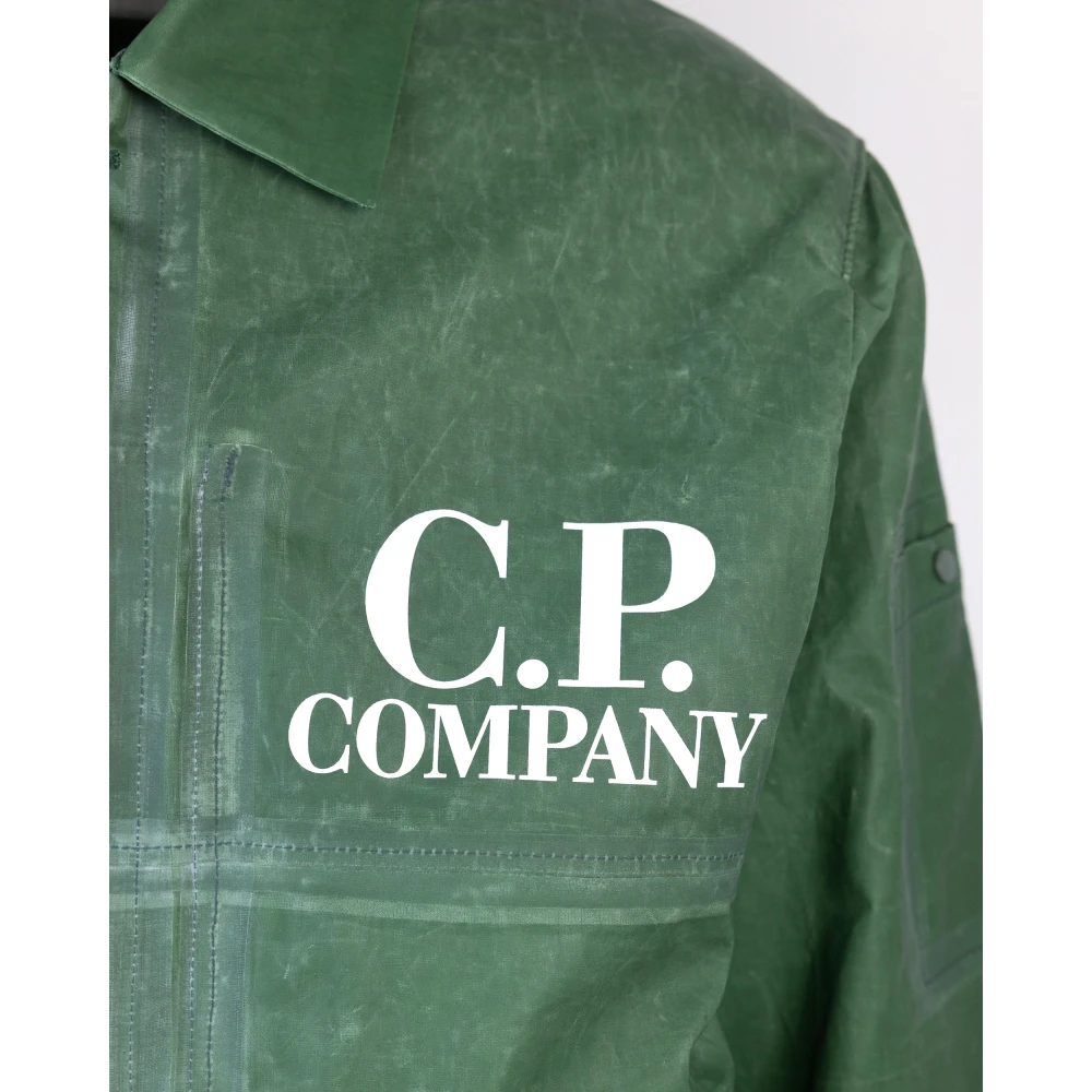 C.P. Company Groene Logo Print Rits Jas Green Heren