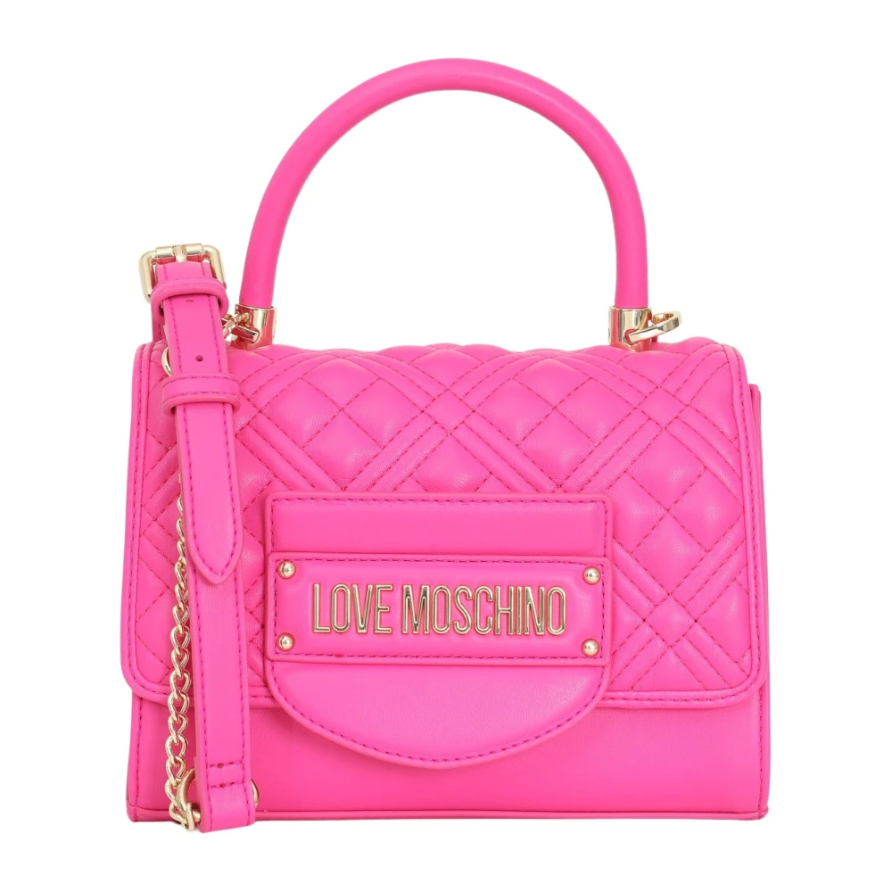 Love Moschino Quiltad handväska med justerbar rem och magnetisk stängning Pink, Dam